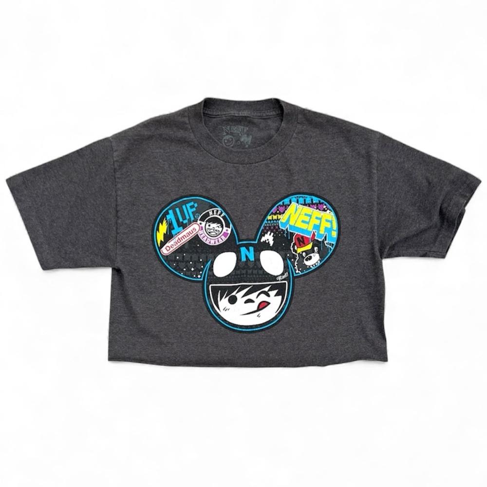 Vintage DEADMAU5 Neff Oversized Cropped Graphic Print Crew Neck Tee Sz M